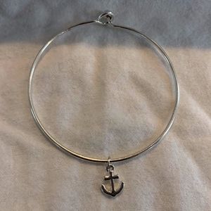 Silver Plated Anchor Bracelet Nautical Bangle